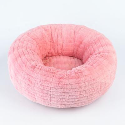 China Luxury Pet Bed Cat Cushion Pet Beds Cuddler de Cama de perro 40CM Warm Round Donut Fur 120CM Custom Made Cheap Viable Canvas For Dog for sale