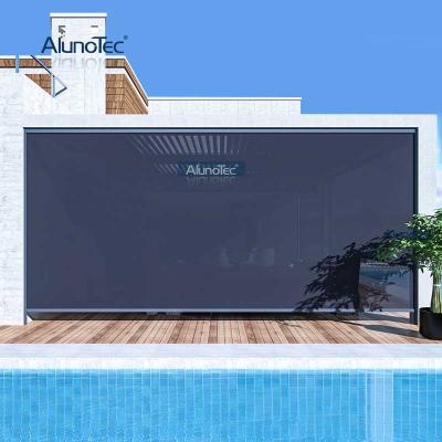 China Windproof / Sun Shading Motorized Or Manual Down Exterior Roller Drop Zip Screen Blinds for sale