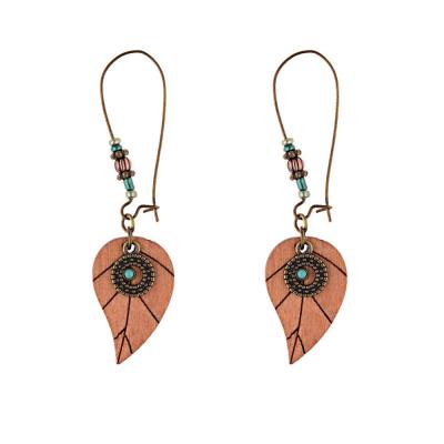 China The other Japanese and Korean version of the retro long triangle elegant geometric temperament wooden earrings for sale