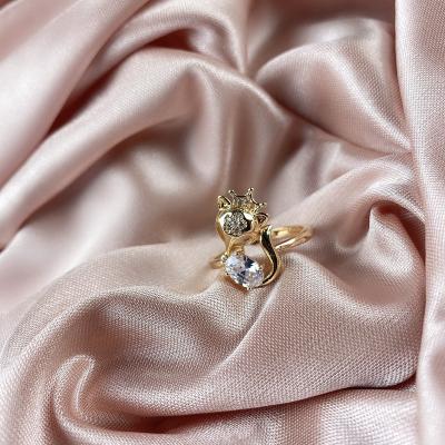 China 2020 Ethnic New Fashion High Quality Custom Wedding Street Pulling Copper Gold Plated Fox Open Ring Custom Made for sale