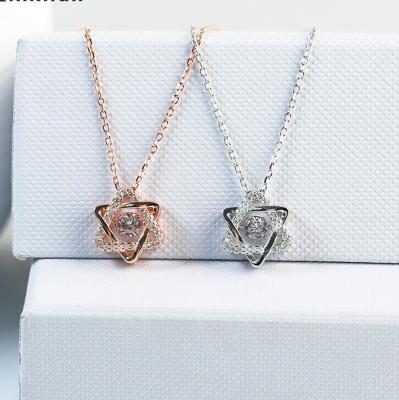 China Korean version of the 2020 temperament of s925 heartbeat six-pointed shape clavicle heart star smart necklace for sale