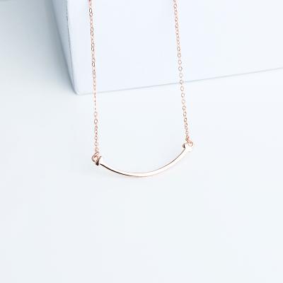 China Factory direct sales cute Korean version of the small fresh S925 sterling silver smiley face full of diamond smile clavicle necklace for sale