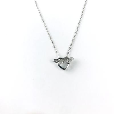 China Korean Customized Cute Diamond Chain Choker Mini Love Pendant Angel Wing Diamond Necklace Trendy Cavity for sale