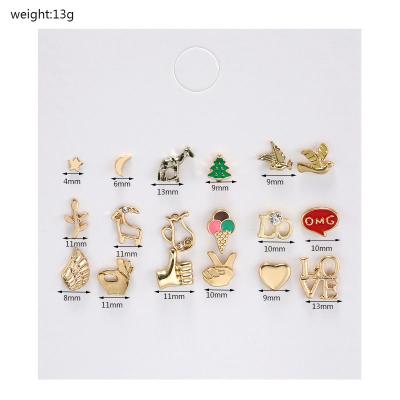 China Small 2020 Cool Funny Hot Selling Creative Geometric Asymmetric Korean Version Finger Ice Cream 9 Pairs Of Earrings Set for sale