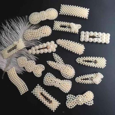 China Sweet Korean simple word clip hairpin fashion temperament clip girl pearl top hair clips for sale