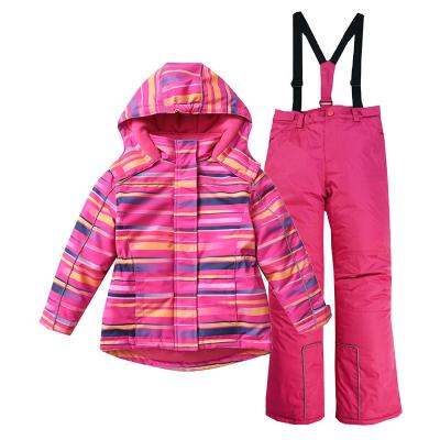 China Girls Breathable Thicken Snowsuit Windproof Waterproof Warm Hooded Ski Jacket + Pants 2 Pcs Snow Coat Set Jacket for sale