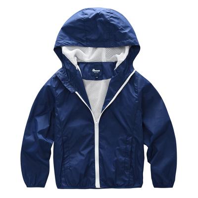 China Breathable boys girls fashion summer lightweight hooded jackets kids outwear for sale