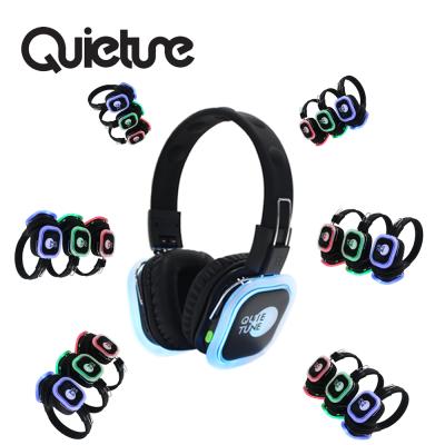 China Foldable Silent Silent Disco Headphones F39 600 Mah Battery LED Headband Disco Headphones For Party for sale