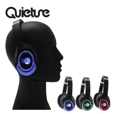 China One Transmitter Connect To Many Foldable F18 Hi-Fi Earphones Silent Disco Headphones For Party With LED Light And 3 Or More Channels Within In 500m Control Range for sale