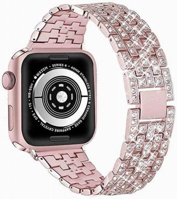 China Wholesale New Design Fanshion Jewelry Diamond Band Women's Watch Band Metal Stainless Steel With Apple Watch for sale