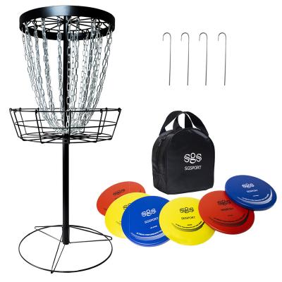 China Plastic Disc Golf Basket With Discs Portable Disc Golf Target With Heavy Duty 24-Chains for sale