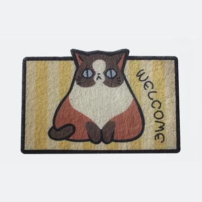 China AOTU Washable Sample Door Mats Available Funny PVC Printing Coil Mat Welcome Pet Personalized Mat for sale