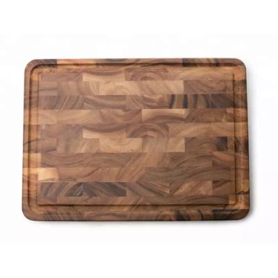 China Acacia Disposable Rectangular Wooden Cutting Board Grain End Shape Wooden Chopper for sale