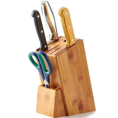 China 2021 Factory Price Viable New Kitchen Tableware Solid Bamboo Wooden Knife Block Holder For Kitchen Use for sale