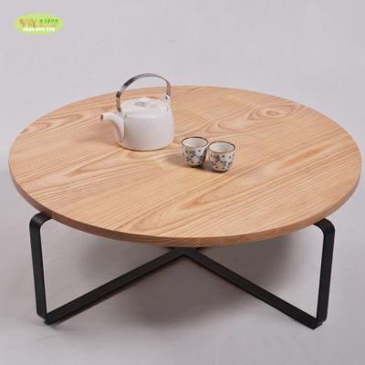 China Oak round wooden coffee table living room furniture solid wood / French white solid bar side table for sale