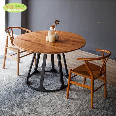 China modern home furniture modern round iron wood solid wood coffee table/solid oak wood coffee table for restaurant for sale