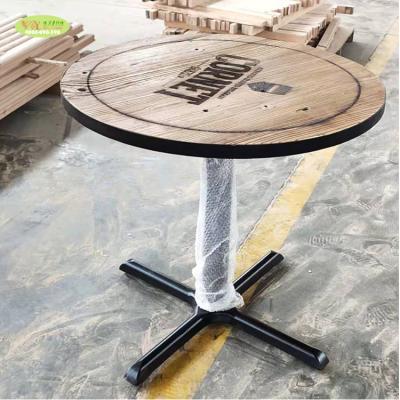 China Minimalist Antique Iron Wood Recycle Elm Wooden Round Bar Table Custom Reclaimed Elm Wood Coffee Table for sale