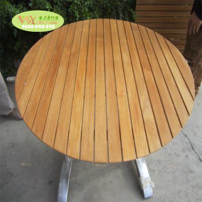 China Coastal outdoor garden furniture solid wood round coffee table/folding outdoor wooden coffee table for sale