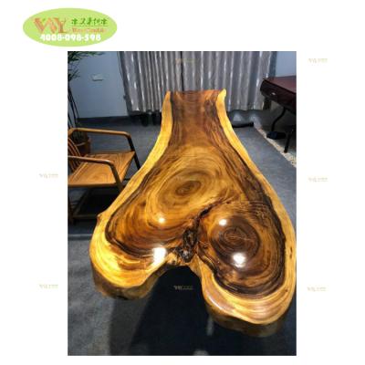 China Walnut slab dining table factory price equator edge slab contemporary hot sale suar wood solid wood living table for sale