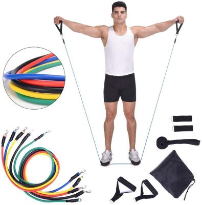 China Hot Selling Home Fitness Amazon Resistance 11pcs Resistance Bands 150lb Resistance Training Home With Door Anchor for sale