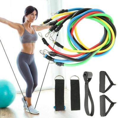 China Home Fitness Customized Fitness Exercise Tube 11 Pcs / Set Resistance Loop Bands With Carabiner Pull Rope for sale