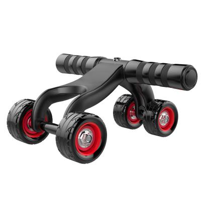 China Portable 4 wheel ab roller fitness exerciser home gym equipment fitness roller with mat for sale