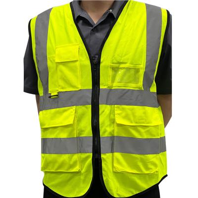 China High Poly Strip 5 Securite Vest Chaleco De Seguridad Water Proof Pockets Security Safety Durable Reflective Vest High Visibility Work Wear for sale