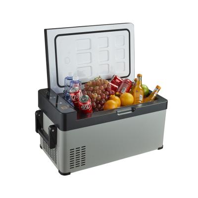 China low noise & 12v Car Fridge 20L 23L Compressor Outdoor Fast Cooling Portable Camping Mini Refrigerator With Freezer for sale