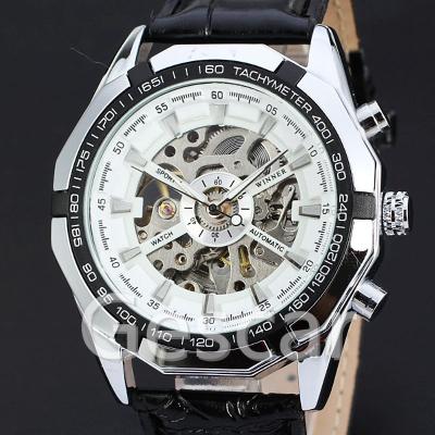 China Hot original watch wholesale d170 day/date winner watch fashion leather hollow mechanical men's wristwatches for sale