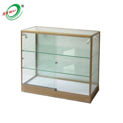 China Double Sided Clear Glass Led Display Store Gold Glass Cabinet Electronic Display for sale