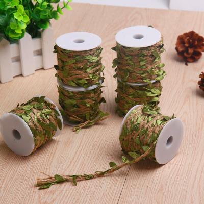 China Eco-friendly 10m Flower Packaging Gift Box Packing Holiday Party Decorationolive Stock Green Leaves Trim Ribbon For Diy Craft Decoration for sale