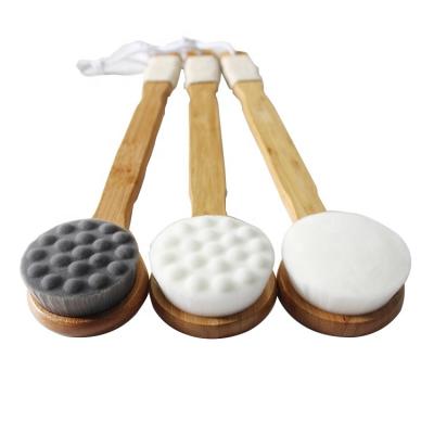 China Hot Selling Long Handle Bath / Relax Back Bath Body Scrubber Bamboo Brush Long Handle For Dry Shower for sale