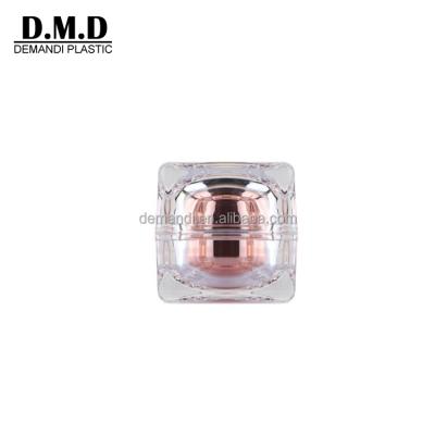 China Luxury packaging high quality skin care cream 15grams 30ml 50grams 50ml 100ml square acrylic cosmetic rose gold jar and bottle for sale