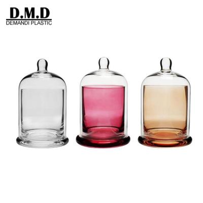 China Custom empty gray transparent clear glass jars 180ml 200ml 6oz 7oz 12oz home decoration candle jars 400ml glass bell jar for candles for sale