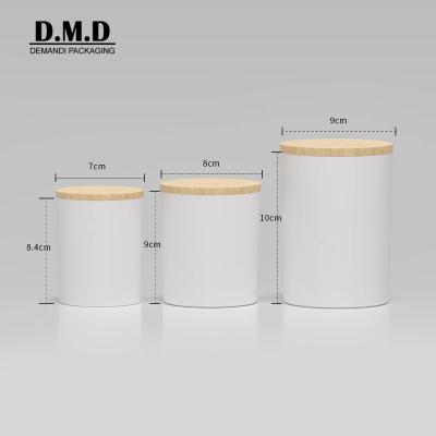 China home decoration empty cylinder 15oz 16oz candle glass jar with lid 400ml 500ml white glass frosted candle jars with lid for sale