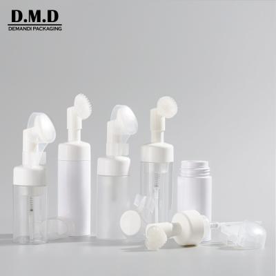 China Cosmetic 100ml 150ml 120ml Clear White Empty Plastic 200ml Foam Soap Pump Bottle With Silicone Brush for sale