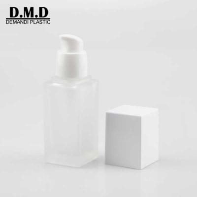 China Matte 20ml 30ml 40ml 1oz Square Liquid Clear Frosted Pump Base Bottles Personal Care Cosmetic Packaging Small Container for sale