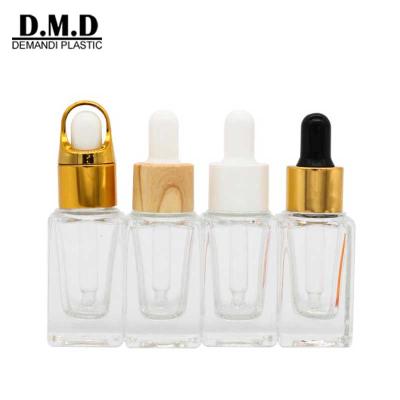 China Personal Care Crystal Empty Mini Small Cube Square Rectangle 10ml Essential Oil Tube Dropper Clear Glass Container Bottles for sale