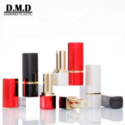 China Unique luxury empty red white black square tube lipstick wholesale custom logo cosmetic packaging for sale