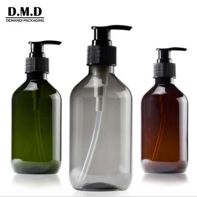 China Personal Care Wholesale Amber Gray 300ml 500ml 10oz PET Shampoo And Conditioner Plastic Bottle for sale