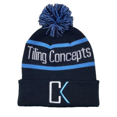 China COMMON Winter Hat With Factory Direct Wool Logo Ball Knitted Hat Cap Custom Embroidery for sale