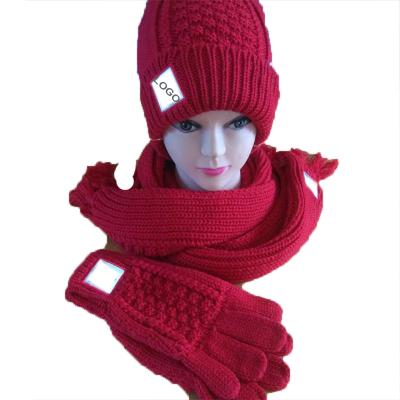 China 2019 Smooth Soft Feeling Beanie Hat Scarf Gloves 3pcs Winter Charm Knitting Set for sale