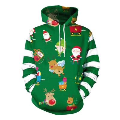 China Breathable Green 3D Scarf Snowman Print Christmas Sweatshirt Hoodies Baseball Unisex Jacket for sale