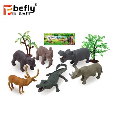 China Promotion 6 Kinds Reindeer Hippo Wild Animal Model Set Plastic Alligator Toys for sale