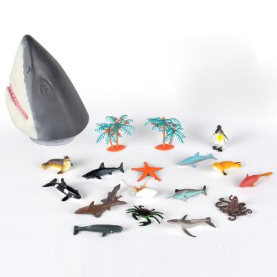 China Promotion school class mini natural animal model sea animal plastic toy in main shark container for sale