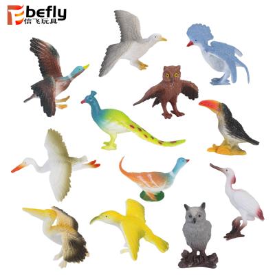 China Promotion 12kinds Mixed Plastic Small Peacock Bird Model Natural World Toy Animals for sale