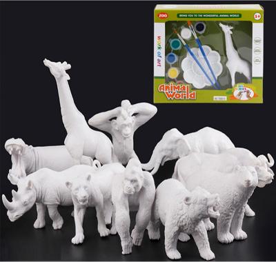 China Promotion 15cm White Wild Animal Art and Model Drawing Craft Washable DIY Painting Toy for sale