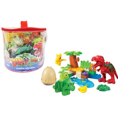 China Plastic construction toy 43pcs zipper bag dinosaur toy building block for kids diy for sale