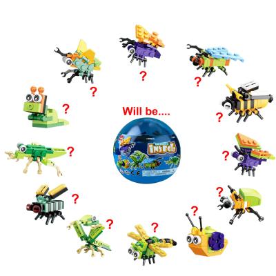 China Package 2021 Blind Promotional Toy Mini Construction Toy Insect Figure Block Building Brick DIY Toy In Capsule for sale