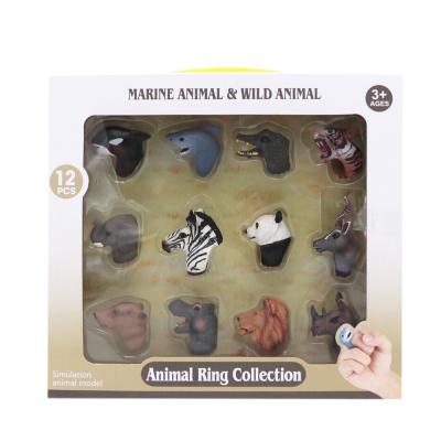 China Promotion Wholesale 12pcs Zoo Theme Park Toy Animal Plastic Ring For Kids for sale